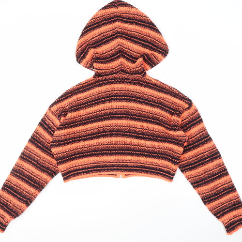 ASOS DESIGN Striped Hooded Full Zip Cropped Jumper - Size 10