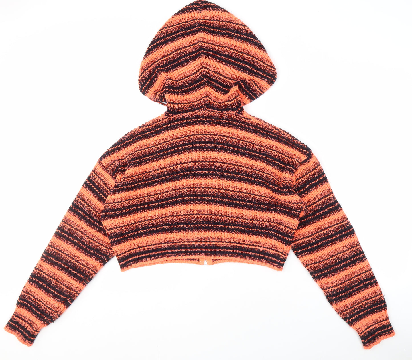 ASOS DESIGN Striped Hooded Full Zip Cropped Jumper - Size 10