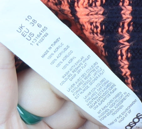 ASOS DESIGN Striped Hooded Full Zip Cropped Jumper - Size 10