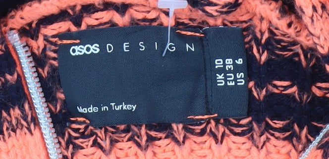 ASOS DESIGN Striped Hooded Full Zip Cropped Jumper - Size 10