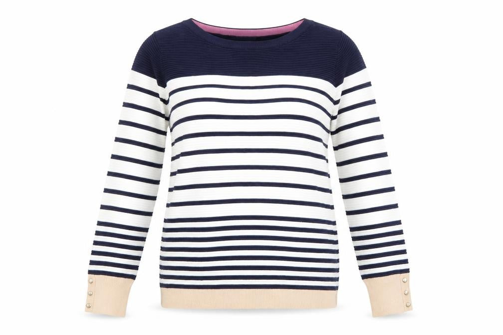 Front view of Spirit Women's Multicoloured Striped jumper, size 14