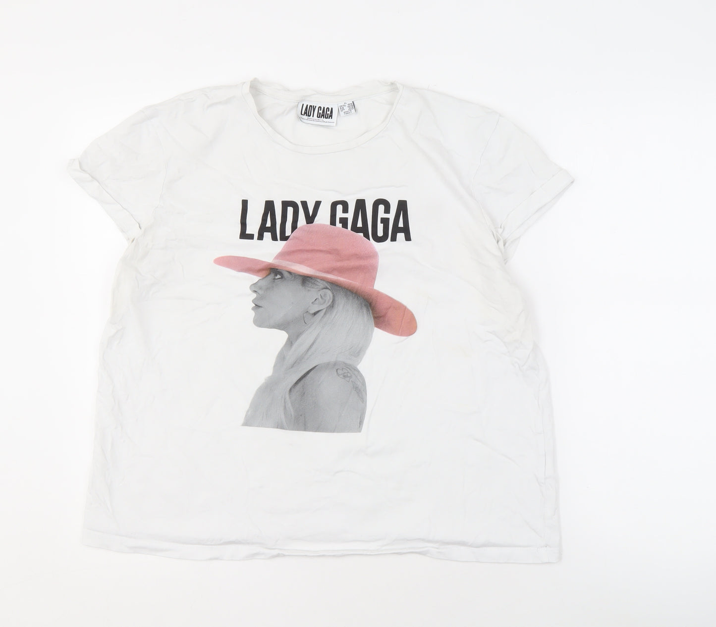 Lady Gaga Women's White XL T-Shirt Crew Neck