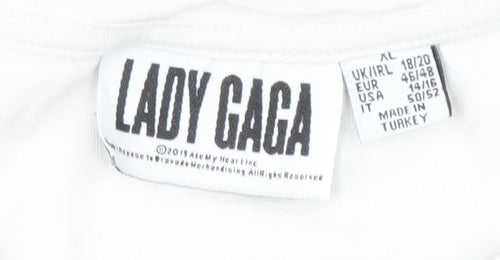 Lady Gaga Women's White XL T-Shirt Crew Neck