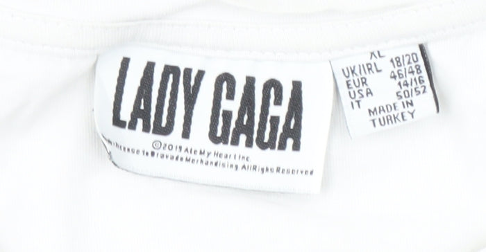 Lady Gaga Women's White XL T-Shirt Crew Neck