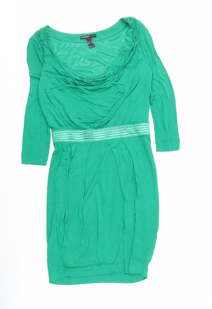 Mango Women's Green 3/4 Sleeve Dress Size 12