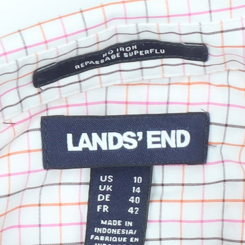 Lands' End Men's Multicoloured Check Shirt Size 14