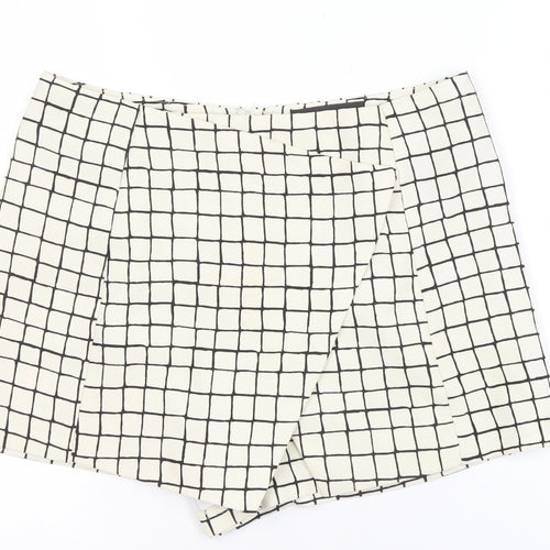 Topshop Women’s White Check Shorts UK 10 Tall