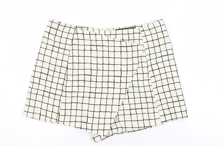 Topshop Women’s White Check Shorts UK 10 Tall