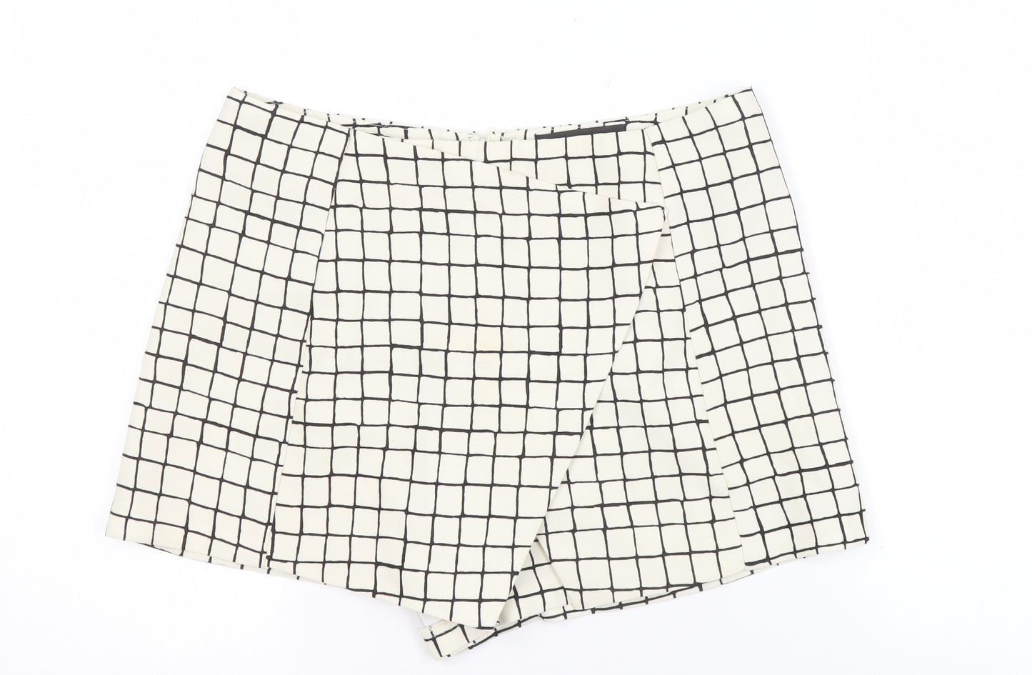 Topshop Women’s White Check Shorts UK 10 Tall