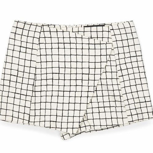 Topshop Women’s White Check Shorts UK 10 Tall