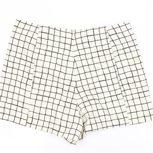 Topshop Women’s White Check Shorts UK 10 Tall