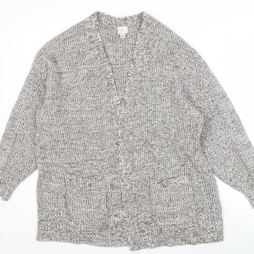 A New Day Women's Grey Cardigan L V-Neck Knit
