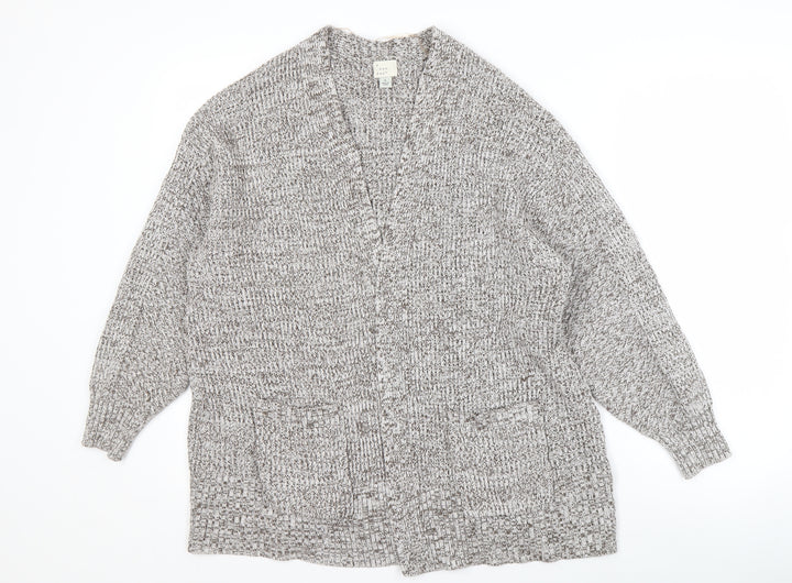 A New Day Women's Grey Cardigan L V-Neck Knit