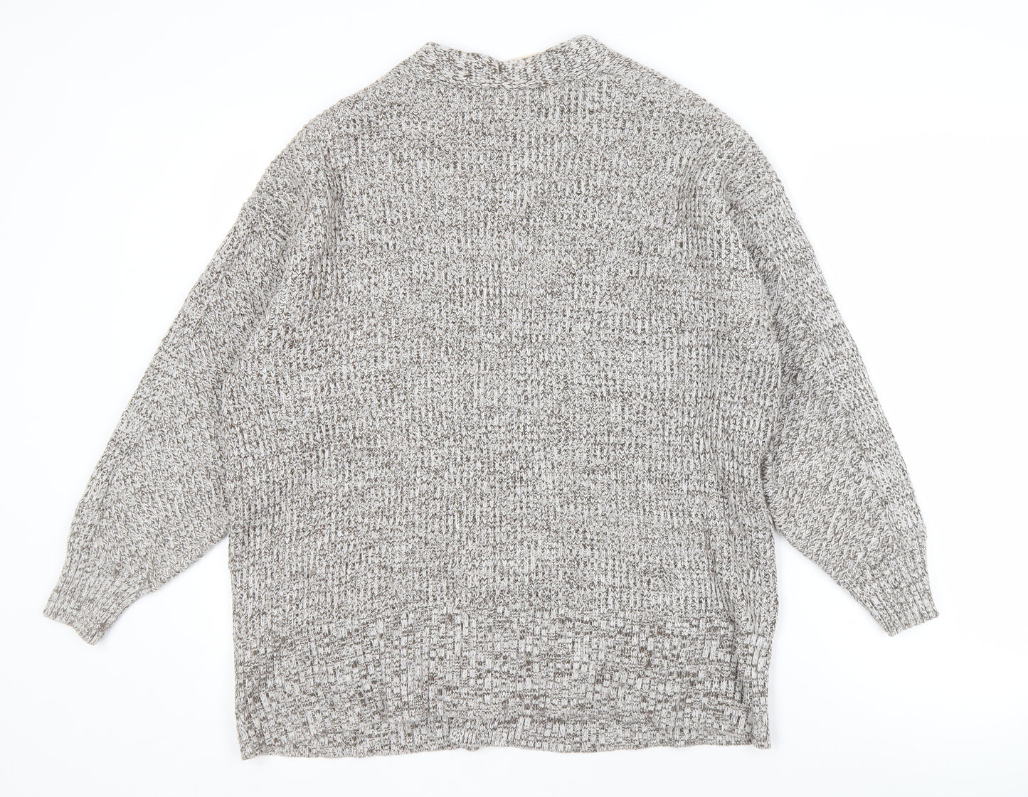 A New Day Women's Grey Cardigan L V-Neck Knit