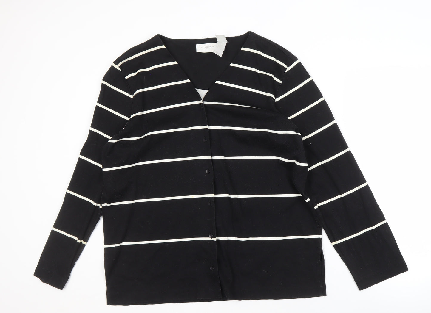 Liz Claiborne Women's Black Striped Button-Up Top