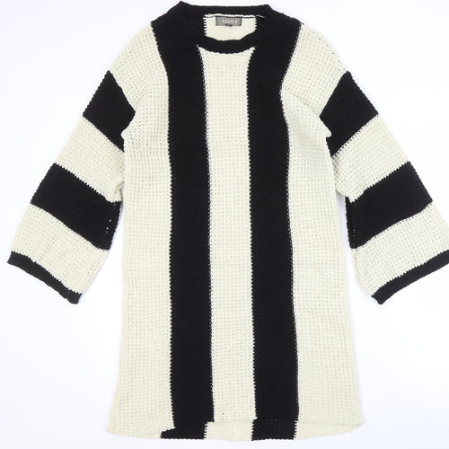 4Sienna Women's Black Striped Knit Pullover Jumper M
