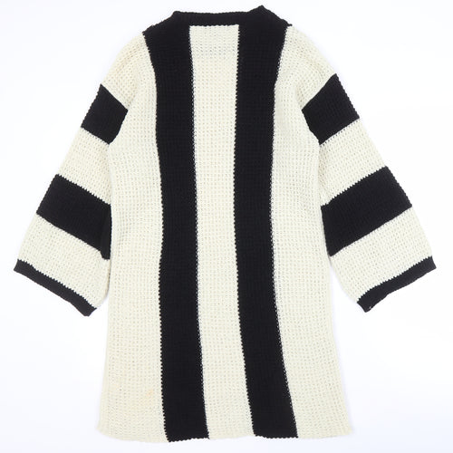 4Sienna Women's Black Striped Knit Pullover Jumper M