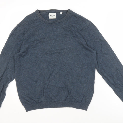 Only & Sons Men's Blue Pullover Jumper Medium