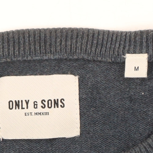 Only & Sons Men's Blue Pullover Jumper Medium