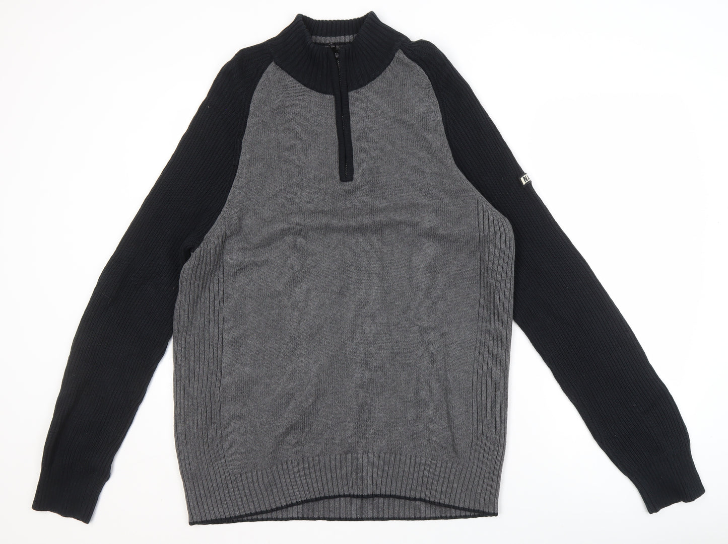 Nautica Jeans Co. Men's XL Grey Black Pullover Jumper