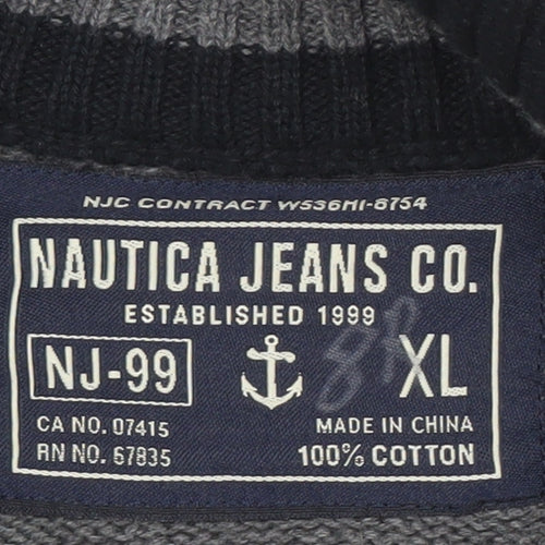 Nautica Jeans Co. Men's XL Grey Black Pullover Jumper