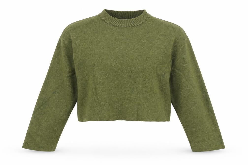 Front view of Bershka Women's Green Mock Neck Jumper XS