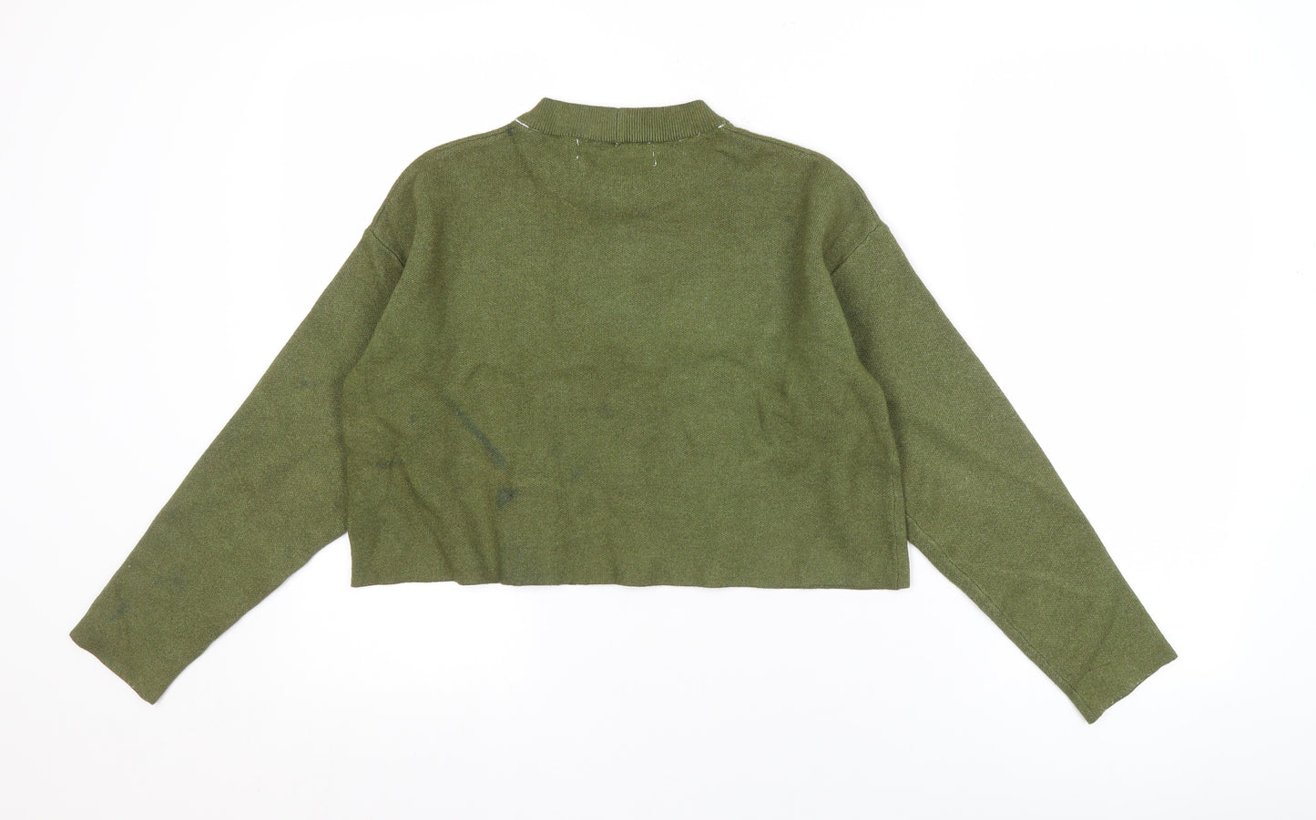 Bershka Women's Green Mock Neck Jumper XS