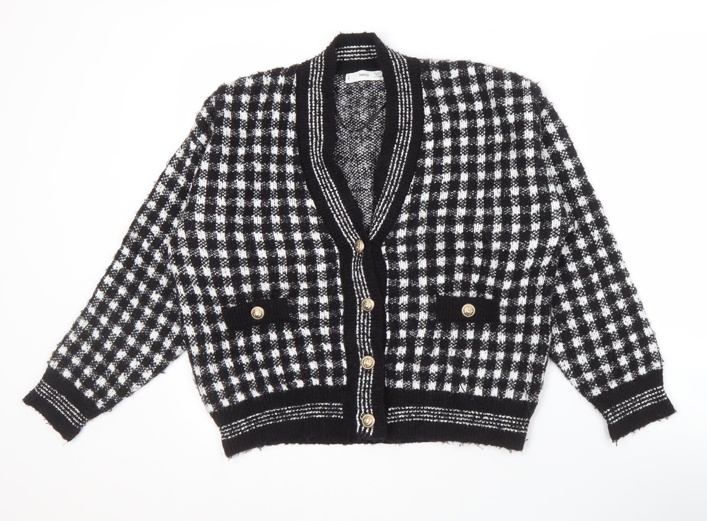 MNG Women's Black V-Neck Cardigan, Size 12