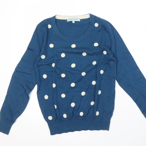 Dickins & Jones Women's Blue Polka Dot Pullover, Size S