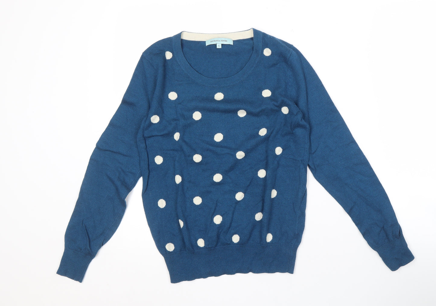Dickins & Jones Women's Blue Polka Dot Pullover, Size S
