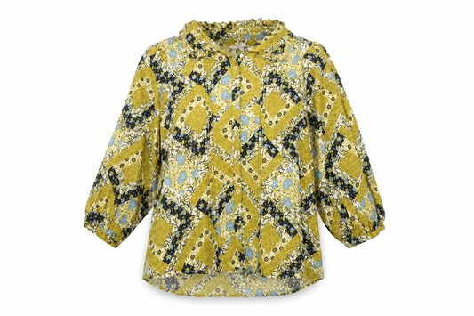 Front view of Next Women's Multicoloured Geometric Button-Up Top