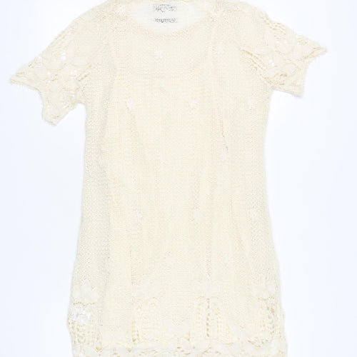 Bellfield Women's Ivory Crochet Shift Dress S/M