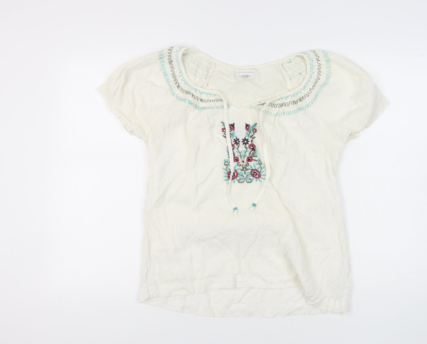 Rocha John Rocha Women's White Embroidered Blouse Size 14