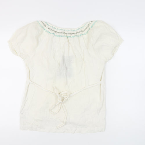 Rocha John Rocha Women's White Embroidered Blouse Size 14