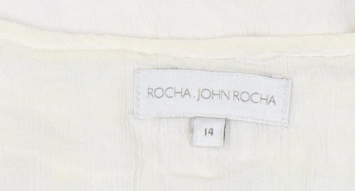 Rocha John Rocha Women's White Embroidered Blouse Size 14