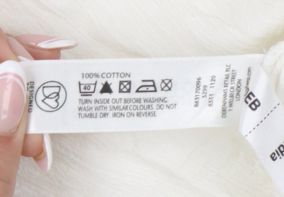 Rocha John Rocha Women's White Embroidered Blouse Size 14