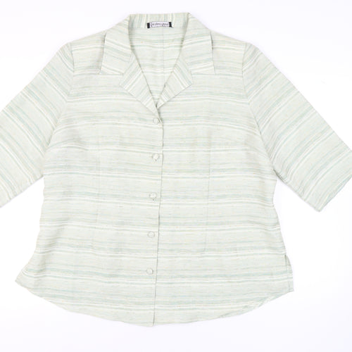 Jacques Vert Women's Green Button-Up Shirt Size 22