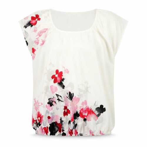 Minuet Petite Women’s Ivory Floral Blouse - Size 12