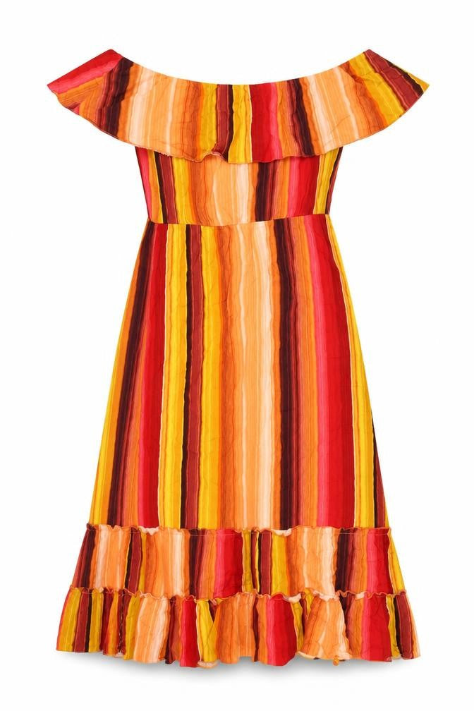 Front view of Roman Women's Multicoloured Off Shoulder Midi Dress