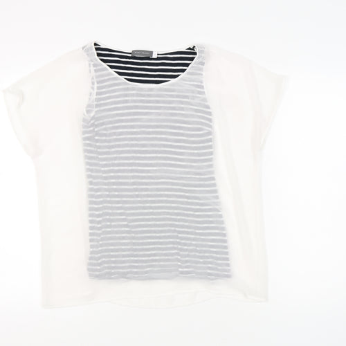 Mint Velvet Women's White Striped T-Shirt Size 12
