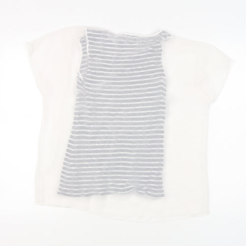 Mint Velvet Women's White Striped T-Shirt Size 12