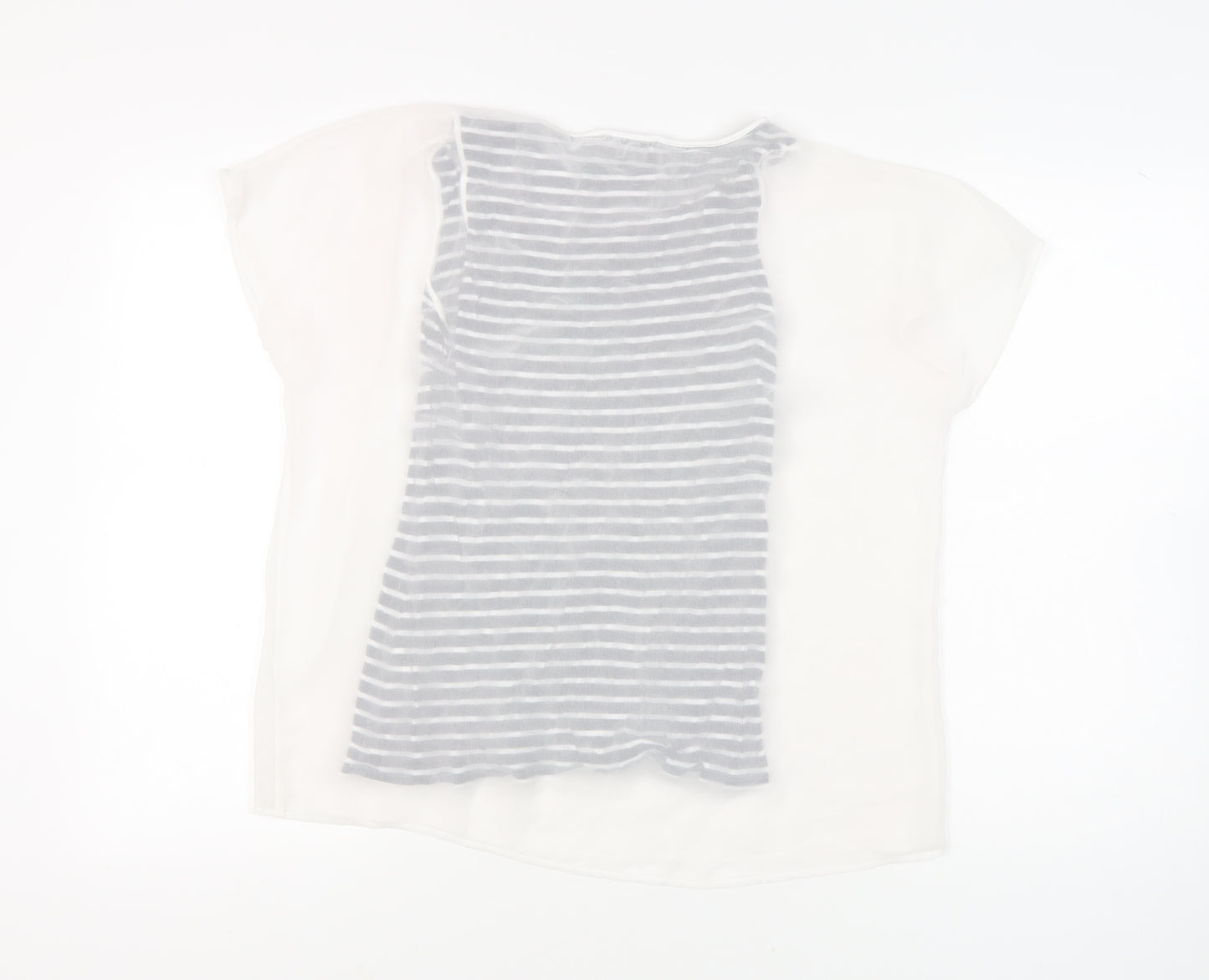 Mint Velvet Women's White Striped T-Shirt Size 12