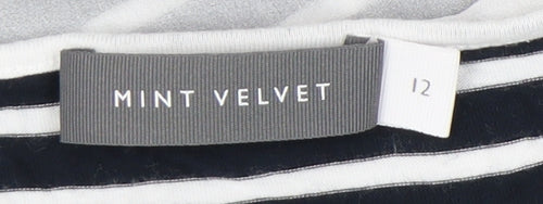 Mint Velvet Women's White Striped T-Shirt Size 12