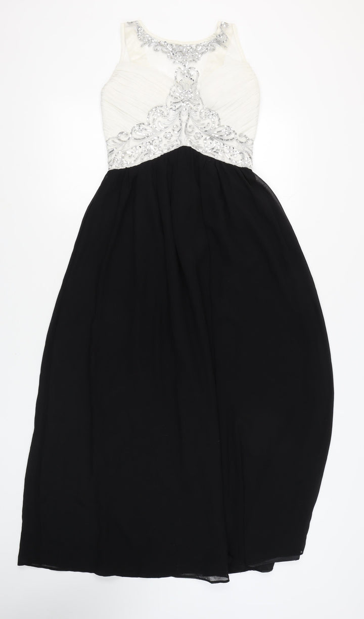 Quiz Women's Long Black and White A-Line Dress 12