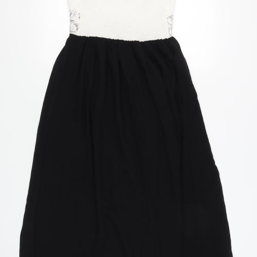 Quiz Women's Long Black and White A-Line Dress 12