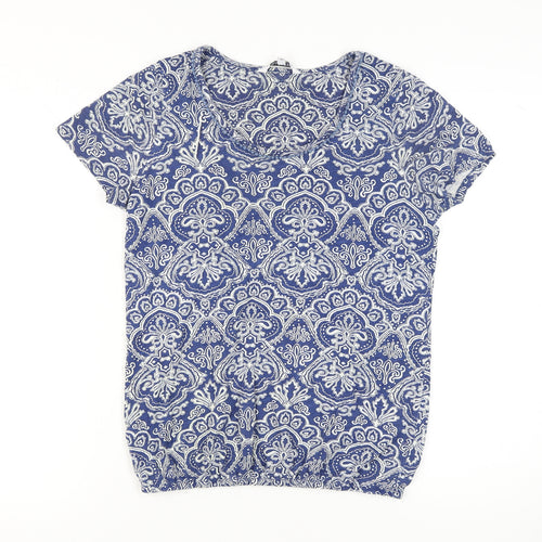 Debenhams Women's Blue Geometric T-Shirt, Size 12