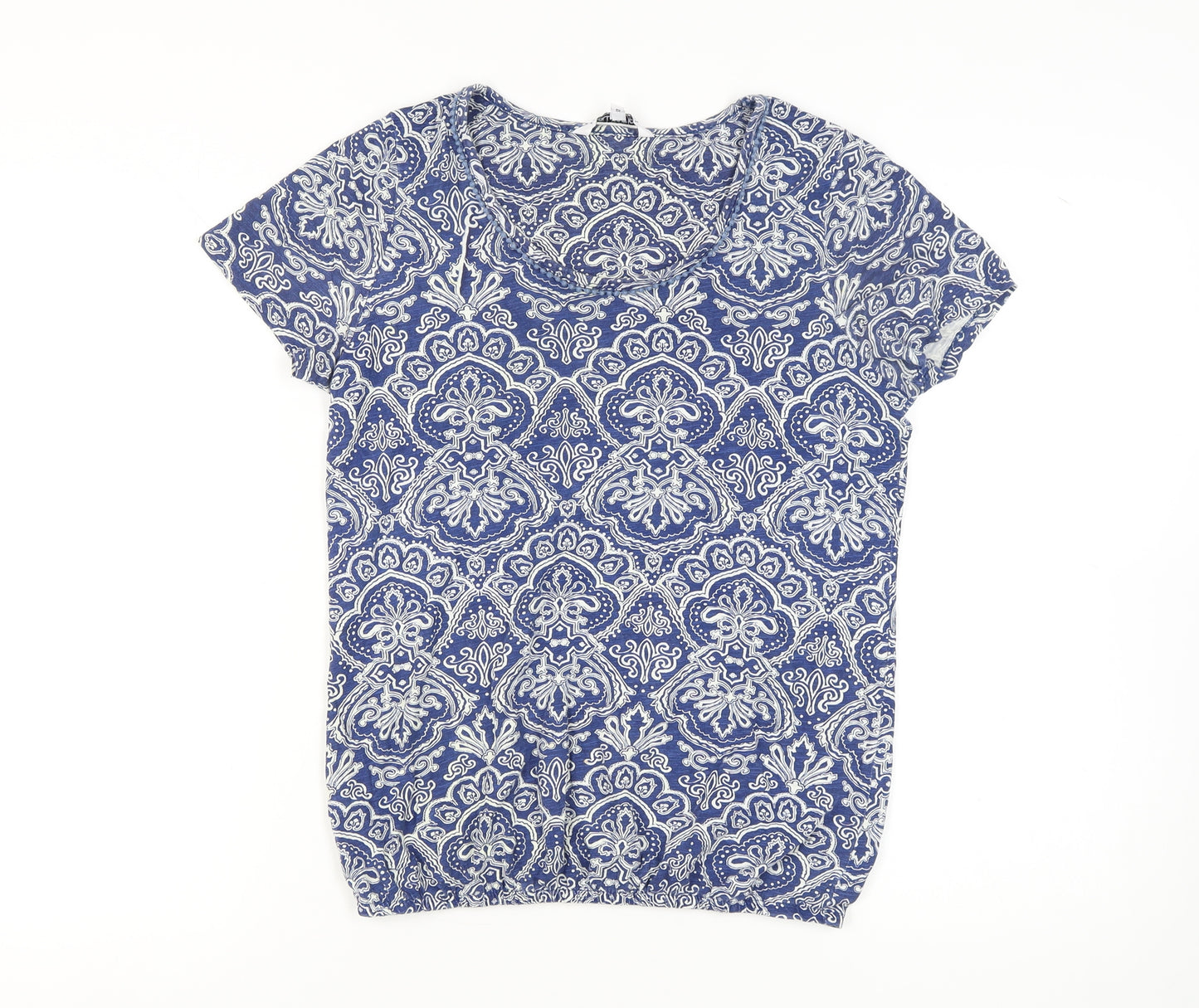 Debenhams Women's Blue Geometric T-Shirt, Size 12