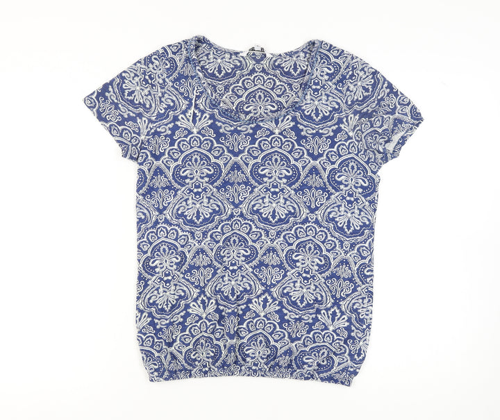 Debenhams Women's Blue Geometric T-Shirt, Size 12