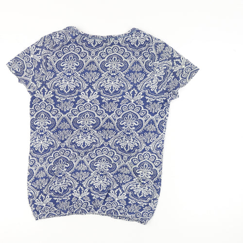 Debenhams Women's Blue Geometric T-Shirt, Size 12