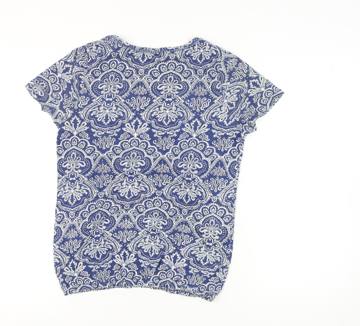 Debenhams Women's Blue Geometric T-Shirt, Size 12